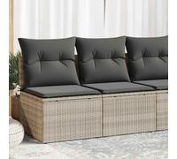 vidaXL Divano Giardino 2pz con Cuscini Grigio Chiaro Polyrattan Acacia, Set Divano da Patio, Set Divano in Rattan PE, Set arredo da Giardino