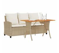 vidaXL Divano Giardino 3 Posti con Cuscini e Tavolo Beige Polyrattan