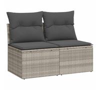 vidaXL Divano Giardino 2pz con Cuscini Grigio Chiaro Polyrattan Acacia, Set Divano da Patio, Set Divano in Rattan PE, Set arredo da Giardino