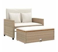 VIDAXL - Divano Giardino Con Cuscini 2 Posti Beige Polyrattan E Acacia - SPEDIZIONE GRATUITA