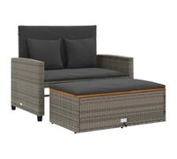 vidaXL Divano Giardino con Cuscini 2 Posti Grigio in Polyrattan Acacia