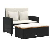 vidaXL Divano Giardino con Cuscini 2 Posti Nero Polyrattan e Acacia