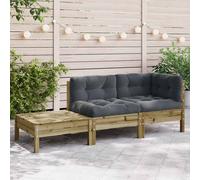 Divano Giardino con Cuscini e Poggiapiedi Legno Pino Impregnato