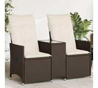 vidaXL Divano Giardino Reclinabile 2 Posti Tavolino Marrone Polyrattan