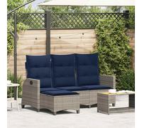 vidaXL Divano Giardino Reclinabile a L con Cuscini Grigio Polyrattan
