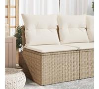 vidaXL Divano Giardino Senza Braccioli con Cuscini Beige in Polyrattan