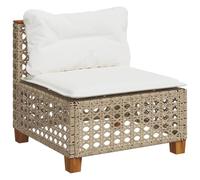 vidaXL Divano Giardino Senza Braccioli con Cuscini Beige in Polyrattan, Divano da Giardino con Cuscino, Seduta da Giardino, Divano Singolo