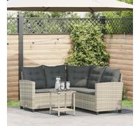 DIVANO DA GIARDINO VIDAXL Tavolo e Cuscini a L Grigio Chiaro Polyrattan - 4103877