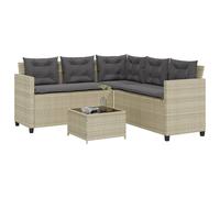 vidaXL Divano Giardino Tavolo e Cuscini a L Grigio Chiaro Polyrattan