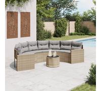DIVANO DA GIARDINO VIDAXL Tavolo e Cuscini Semicircolare Beige Polyrattan - 3318519