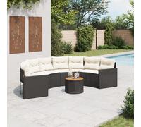 DIVANO DA GIARDINO VIDAXL Tavolo e Cuscini Semicircolare Nero Polyrattan - 3318521