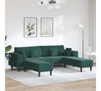 vidaXL Divano in Velluto con cuscino con cuscino 3 pcs Verde Scuro 208 cm Velluto