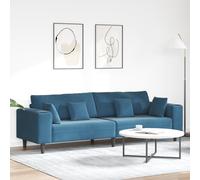 vidaXL Divano in Velluto con cuscino con cuscino Blu 208 cm Velluto