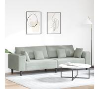 vidaXL Divano in Velluto con cuscino con cuscino Grigio chiaro 208 cm Velluto