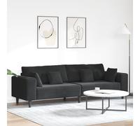vidaXL Divano in Velluto con cuscino con cuscino Nero 208 cm Velluto