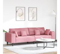 vidaXL Divano in Velluto con cuscino Rosa 209 cm Velluto