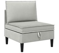 vidaXL Divano intermedio con deposito grigio chiaro, divano ergonomico moderno, design rettangolare, ampio stoccaggio, mobili durevoli, sedili morbidi e confortevoli