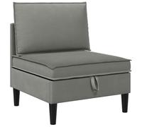 vidaXL Divano intermedio con deposito grigio scuro velluto, divano ergonomico moderno, design rettangolare, ampio stoccaggio, mobili durevoli, sedili morbidi e confortevoli