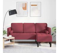 vidaXL Divano L-Shaped a 3 posti Wine Red 160 cm in tessuto