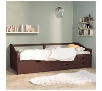 VIDAXL - Divano Letto 3 Posti E Cassetti Marrone Scuro In Pino 90x200cm