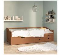 vidaXL Divano Letto 3 Posti e Cassetti Marrone Miele in Pino 90x200cm