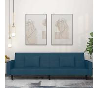 vidaXL Divano Letto a 2 Posti con 2 Cuscini Blu in Velluto