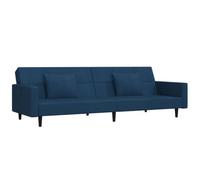 vidaXL Divano Letto a 2 Posti con 2 Cuscini Blu in Velluto