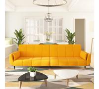 vidaXL Divano Letto a 2 Posti con 2 Cuscini Giallo in Velluto