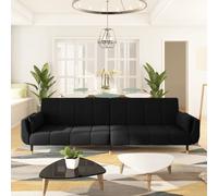 vidaXL Divano Letto a 2 Posti con 2 Cuscini Nero in Velluto