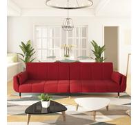 vidaXL Divano Letto a 2 Posti con 2 Cuscini Rosso Vino in Velluto
