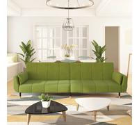 vidaXL Divano Letto a 2 Posti con 2 Cuscini Verde Chiaro in Velluto