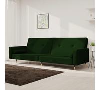 vidaXL Divano Letto a 2 Posti con 2 Cuscini Verde Scuro in Velluto