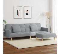 vidaXL Divano Letto a 2 Posti con Poggiapiedi Grigio Chiaro in Tessuto