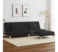 vidaXL Divano Letto a 2 Posti con Poggiapiedi Nero in Tessuto