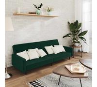 vidaXL Divano Letto a 2 Posti Verde Scuro in Velluto