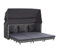 vidaXL Divano Letto a 3 Posti Estendibile con Tetto Polyrattan Grigio