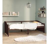 vidaXL Divano Letto a 3 Posti Marrone Scuro Massello di Pino 90x200cm