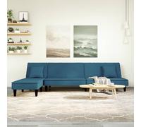 vidaXL Divano Letto a L Blu 255x140x70 cm in Velluto