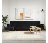 vidaXL Divano Letto a L Nero 271x140x70 cm in Velluto
