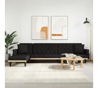 vidaXL Divano Letto a L Nero 271x140x70 cm in Velluto