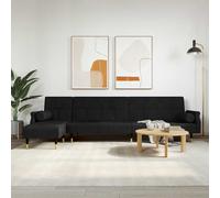 vidaXL Divano Letto a L Nero 271x140x70 cm in Velluto