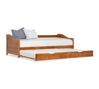 Divano Letto a Scomparsa Marrone Miele Legno di Pino 90x200 cm