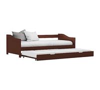 vidaXL Divano Letto a Scomparsa Rete a Doghe in Multistrato Sofa Struttura Telaio 2 Letti Giroletto Salvaspazio Marrone Scuro 90x200 cm Legno di Pino