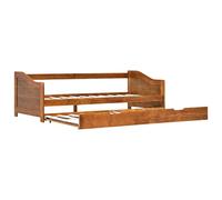 vidaXL Divano Letto a Scomparsa Rete a Doghe in Multistrato Sofa Struttura Telaio 2 Letti Giroletto Salvaspazio Marrone 90x200 cm Legno di Pino