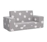vidaXL Divano Letto Bambini a 2 Posti Grigio Chiaro con Stelle Peluche
