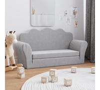 vidaXL Divano Letto Bambini a 2 Posti Grigio Chiaro in Morbido Peluche