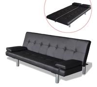 vidaXL - Divano Letto con 2 Cuscini in Pelle Artificiale Regolabile Nero - SPEDIZIONE GRATUITA