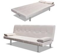 vidaXL - Divano Letto con 2 Cuscini Similpelle Regolabile Bianco Crema