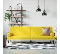 vidaXL Divano Letto con Braccioli Giallo Chiaro in Tessuto