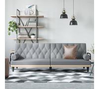 vidaXL Divano Letto con Braccioli Grigio Chiaro in Tessuto